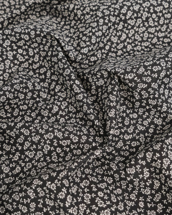 Cretonne de Coton Liz en Fleurs Noir - Mercerine