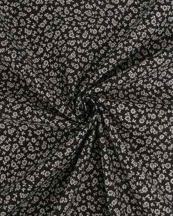 Cretonne de Coton Liz en Fleurs Noir - Mercerine