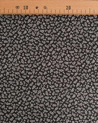 Cretonne de Coton Liz en Fleurs Noir - Mercerine
