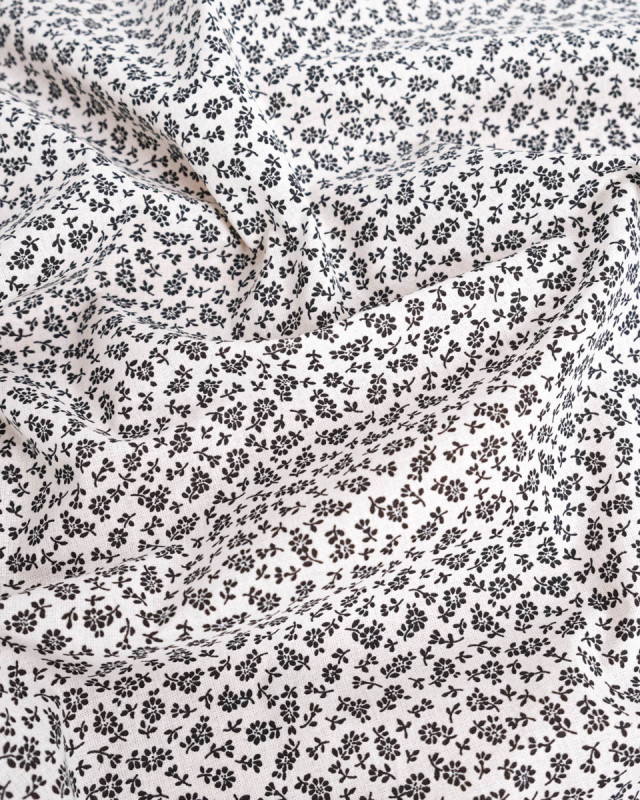Cretonne de Coton Liz en Fleurs Blanc - Mercerine