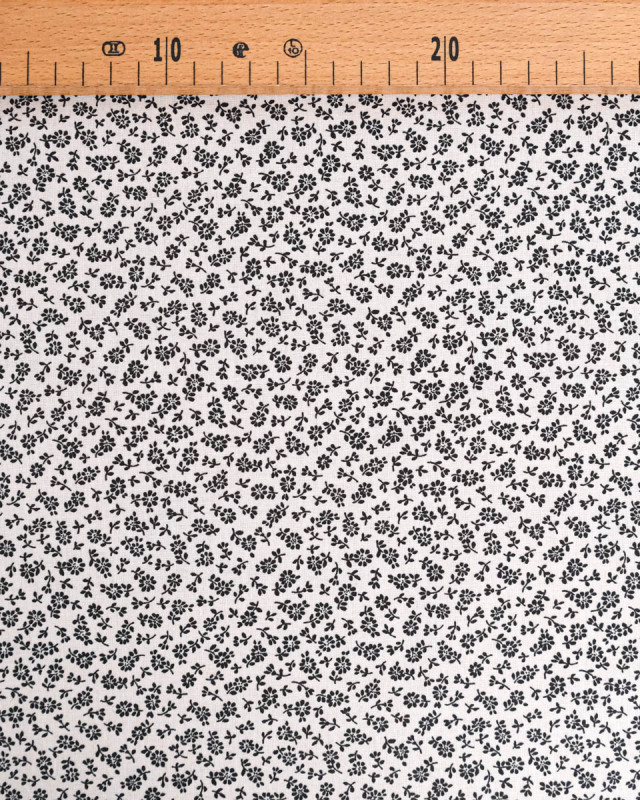 Cretonne de Coton Liz en Fleurs Blanc - Mercerine