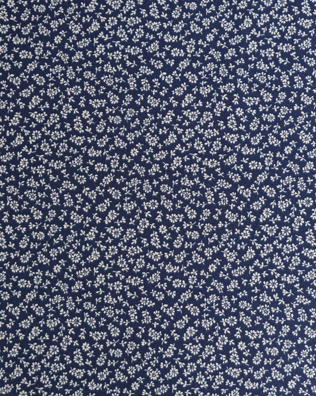 Cretonne de Coton Liz en Fleurs Marine - Mercerine