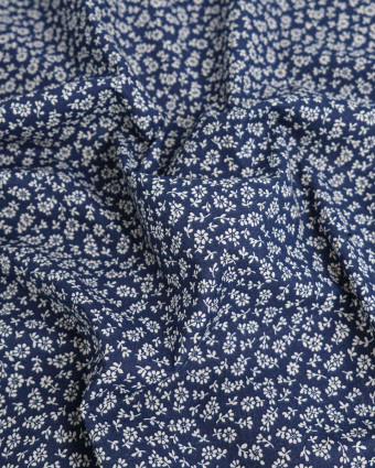 Cretonne de Coton Liz en Fleurs Marine - Mercerine