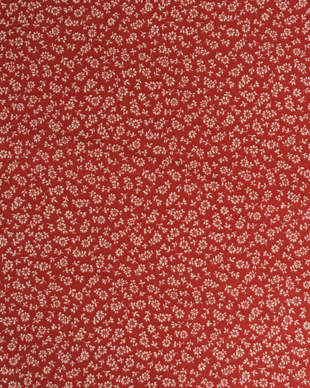 Cretonne de Coton Liz en Fleurs Terracotta - Mercerine