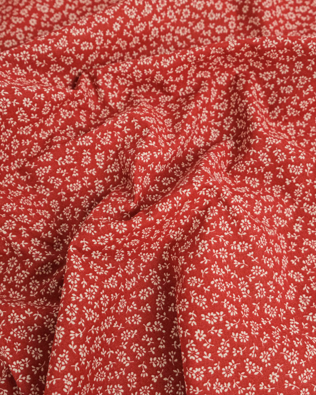 Cretonne de Coton Liz en Fleurs Terracotta - Mercerine