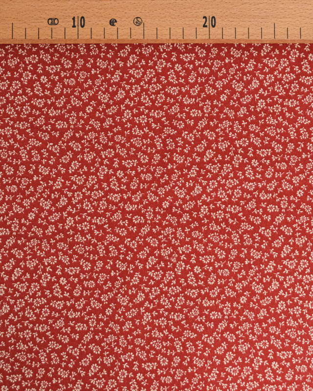 Cretonne de Coton Liz en Fleurs Terracotta - Mercerine