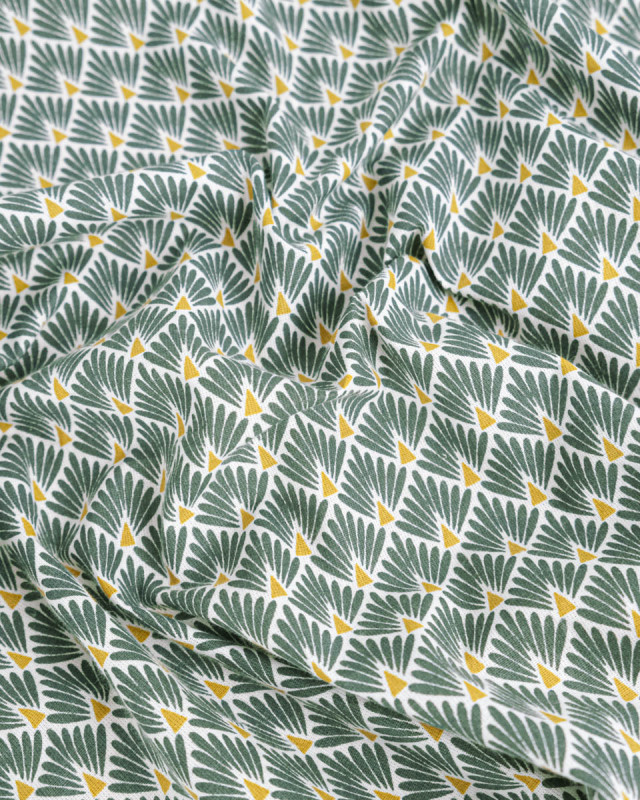Cretonne de Coton Ecailles Dorées Kaki - Mercerine
