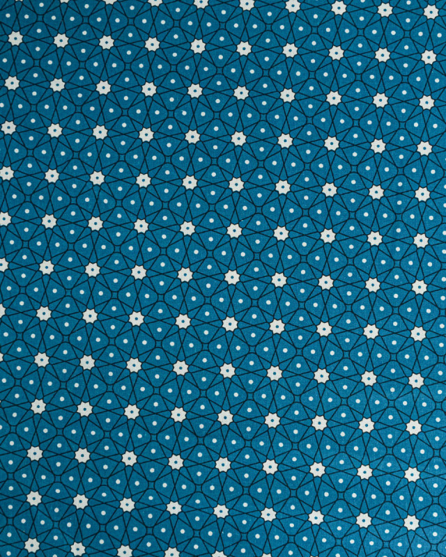 Cretonne de Coton Motif Céramique Océan - Mercerine