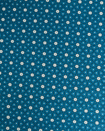 Cretonne de Coton Motif Céramique Océan - Mercerine