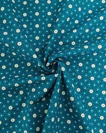 Cretonne de Coton Motif Céramique Océan - Mercerine