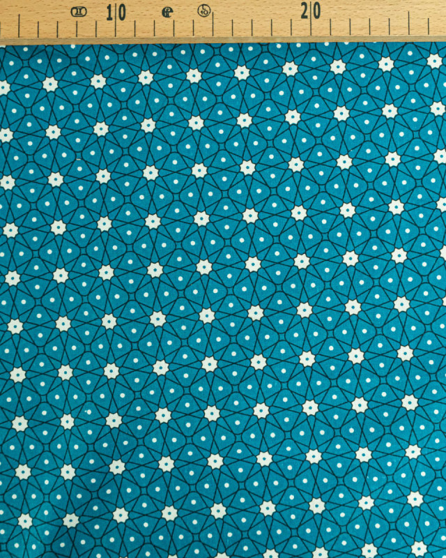 Cretonne de Coton Motif Céramique Océan - Mercerine