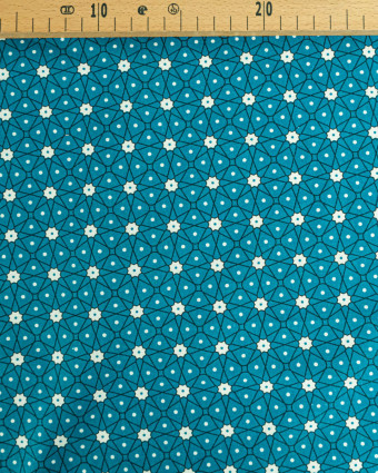 Cretonne de Coton Motif Céramique Océan - Mercerine