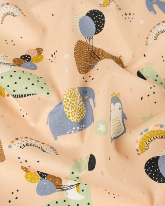 Popeline de coton rose douceurs d'animaux- Mercerine