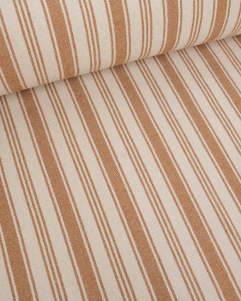 Coton Epais Tissé à Rayures Caramel - Mercerine