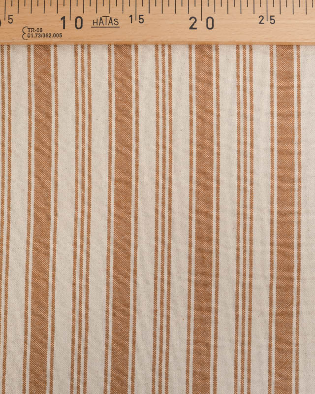 Coton Epais Tissé à Rayures Caramel - Mercerine