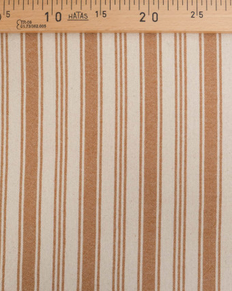 Coton Epais Tissé à Rayures Caramel - Mercerine