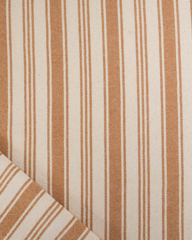 Coton Epais Tissé à Rayures Caramel - Mercerine