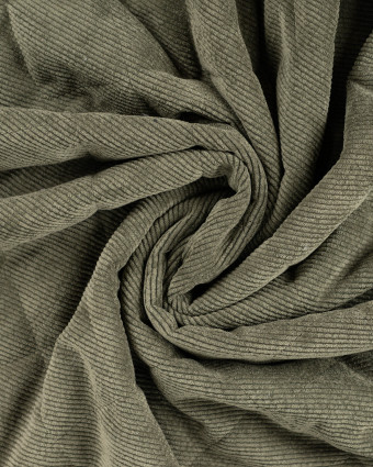 Tissu Matelassé Velours Côtelé Envers Sherpa Kaki - Mercerine