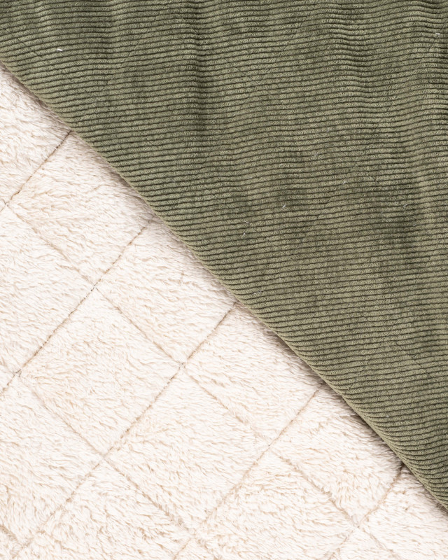Tissu Matelassé Velours Côtelé Envers Sherpa Kaki - Mercerine