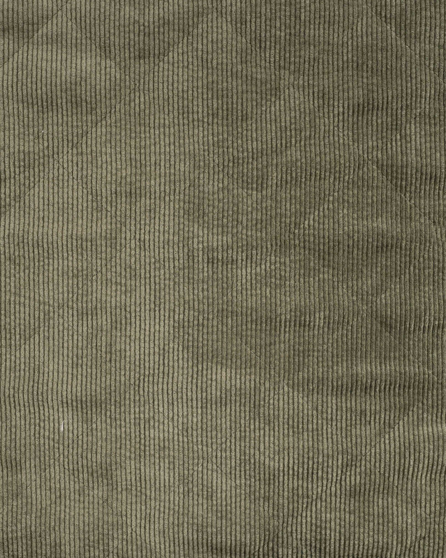 Tissu Matelassé Velours Côtelé Envers Sherpa Kaki - Mercerine