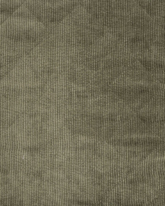 Tissu Matelassé Velours Côtelé Envers Sherpa Kaki - Mercerine