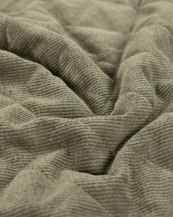 Tissu Matelassé Velours Côtelé Envers Sherpa Kaki - Mercerine