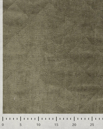 Tissu Matelassé Velours Côtelé Envers Sherpa Kaki - Mercerine