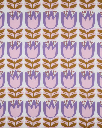 Tissu Viscose EcoVero Tulipes Lilas Fond Blanc - Mercerine