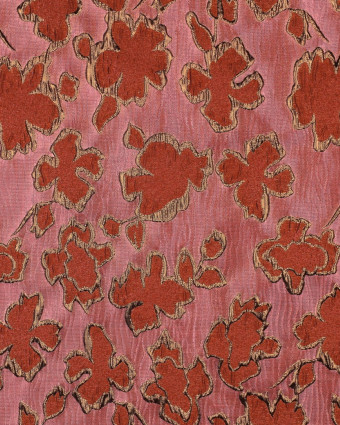 Tissu Jacquard Rose Motif Fleuri Cuivre - Mercerine