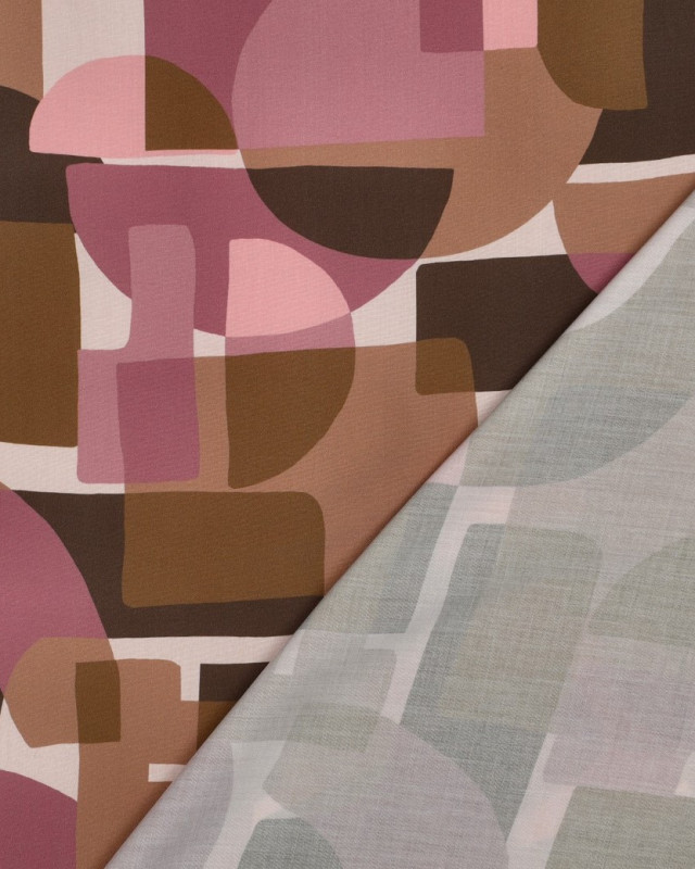 Tissu Viscose EcoVero Motif Géométrique Vieux Rose - Mercerine