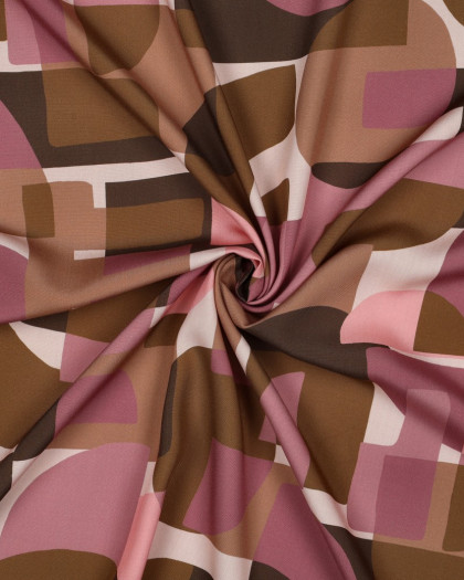 Tissu Viscose EcoVero Motif Géométrique Vieux Rose - Mercerine