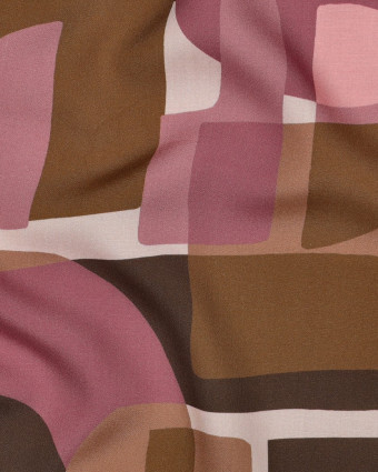 Tissu Viscose EcoVero Motif Géométrique Vieux Rose - Mercerine