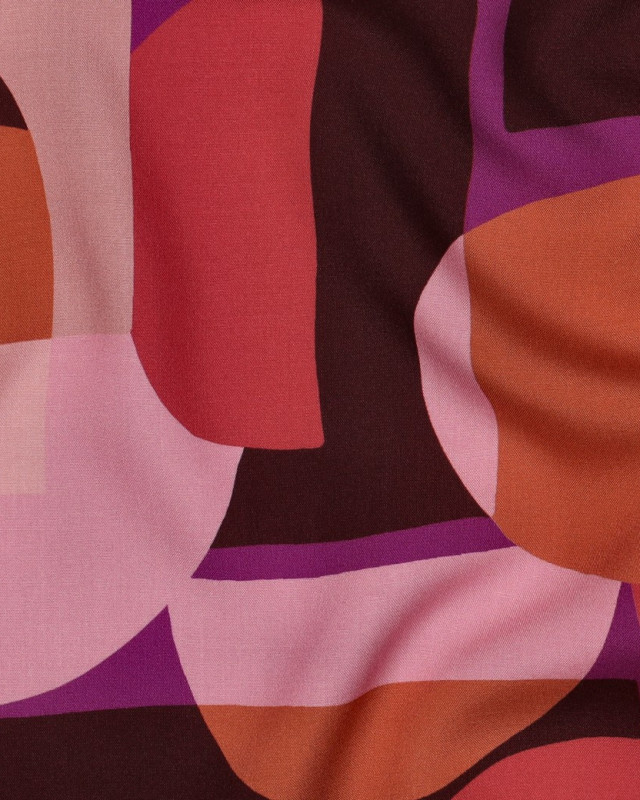 Tissu Viscose EcoVero Motif Géométrique Rose - Mercerine