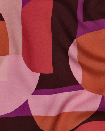 Tissu Viscose EcoVero Motif Géométrique Rose - Mercerine
