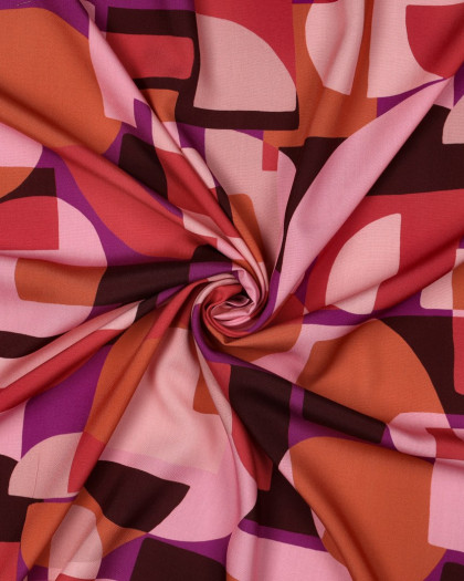 Tissu Viscose EcoVero Motif Géométrique Rose - Mercerine
