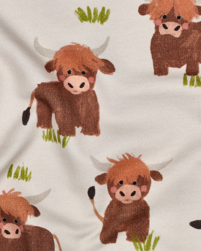 Tissu Sweat Motif Digital Taureau Fond Beige - Mercerine