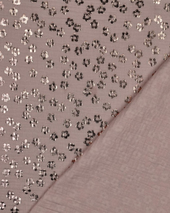 Tissu Double Gaze Rose Clair Petites Fleurs Cuivre - Mercerine