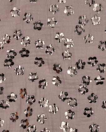 Tissu Double Gaze Rose Clair Petites Fleurs Cuivre - Mercerine