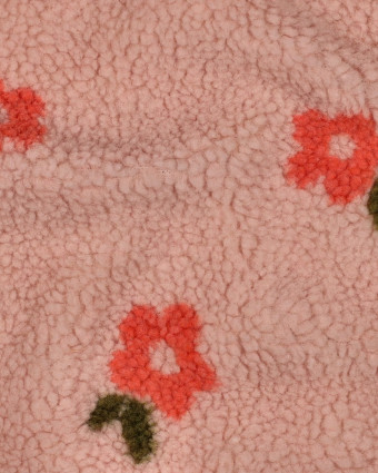 Tissu Sherpa Rose Clair Petites Fleurs Pêche - Mercerine
