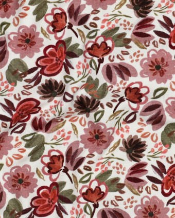 Tissu Jersey Motif Digital Fleuri Bordeaux - Mercerine