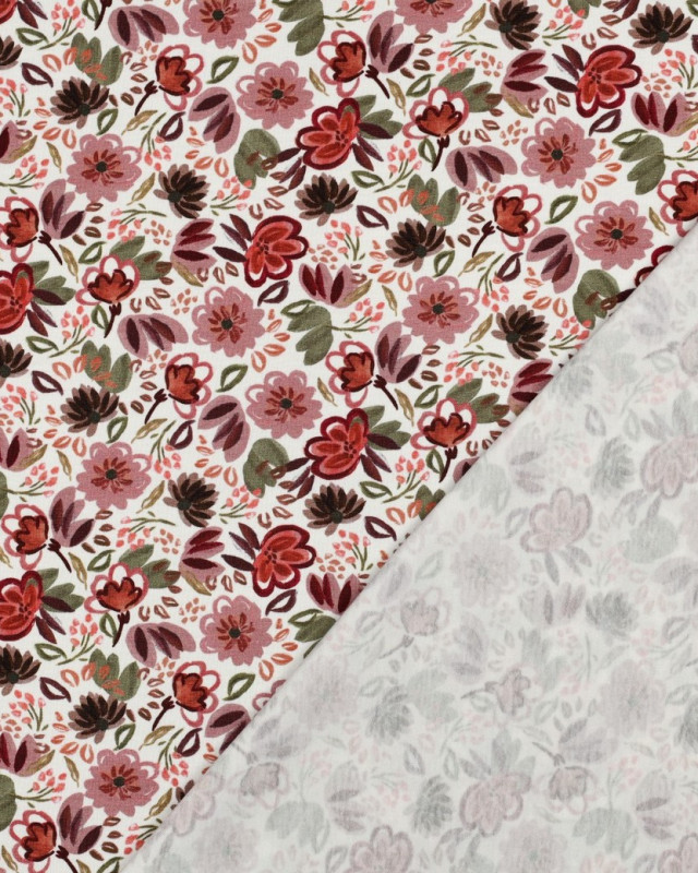 Tissu Jersey Motif Digital Fleuri Bordeaux - Mercerine