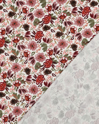 Tissu Jersey Motif Digital Fleuri Bordeaux - Mercerine