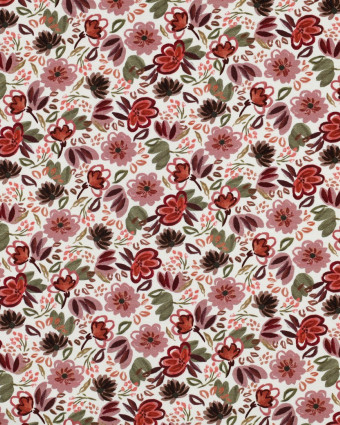 Tissu Jersey Motif Digital Fleuri Bordeaux - Mercerine