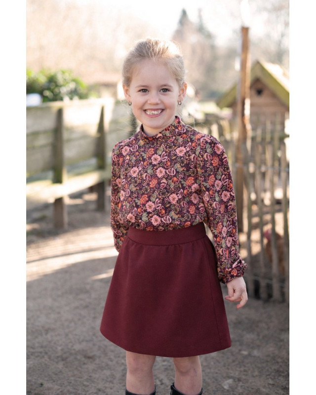 Tissu Jersey Motif Digital Fleuri Fond Bordeaux - Mercerine