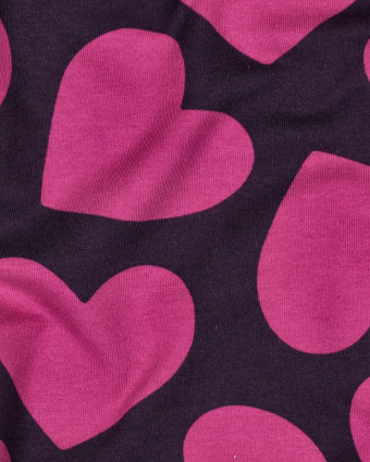 Tissu Sweat Prune Cœur Framboise - Mercerine