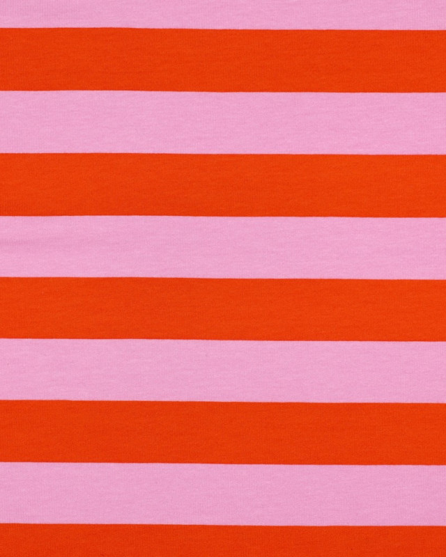 Tissu Sweat à Rayures Rose et Orange - Mercerine