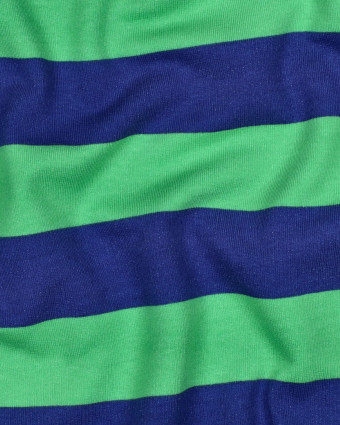 Tissu Sweat à Rayures Bleu et Vert - Mercerine