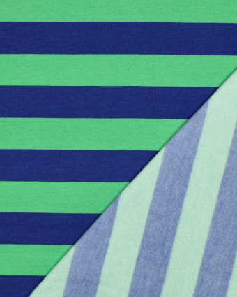 Tissu Sweat à Rayures Bleu et Vert - Mercerine
