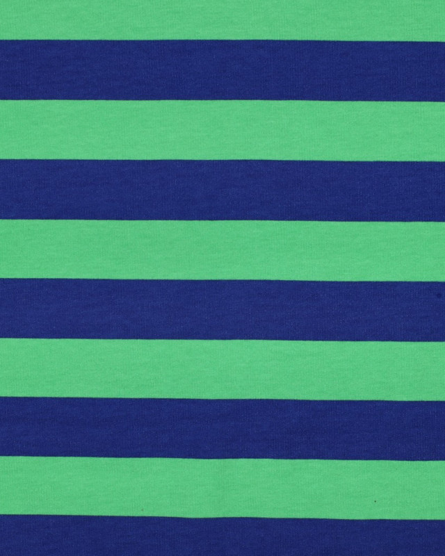 Tissu Sweat à Rayures Bleu et Vert - Mercerine