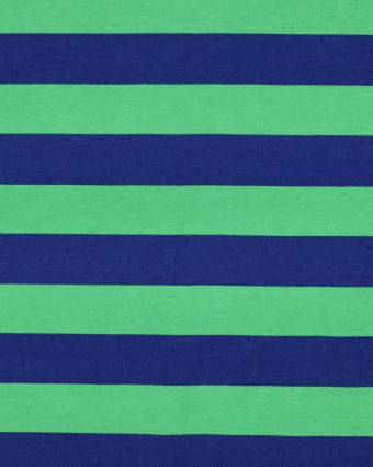 Tissu Sweat à Rayures Bleu et Vert - Mercerine